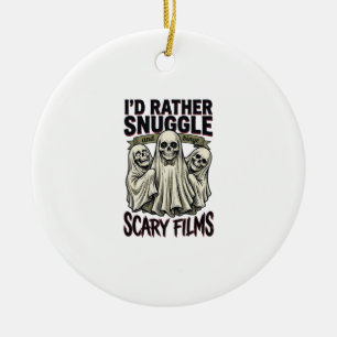 Horror Cuddle Shirt Funny Skull Ghost Movie Night  Ceramic Tree Decoration
