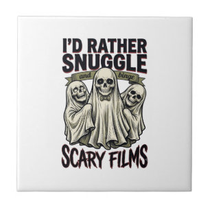 Horror Cuddle Shirt Funny Skull Ghost Movie Night  Tile