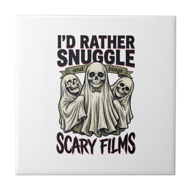 Horror Cuddle Shirt Funny Skull Ghost Movie Night  Tile (Front)