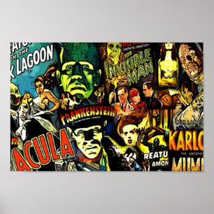 Horror cult universal monsters movies face mask poster