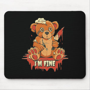 Horror Cute Vampire I'm Fine Bear Halloween Campin Mouse Pad