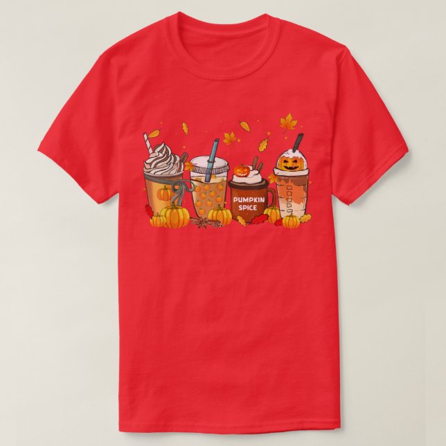 Horror Fall Coffee Jackolantern Halloween Pumpkin  T-Shirt (Design Front)