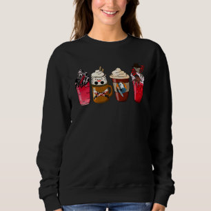 Horror Fall Coffee Pumpkin Spice Latte Iced Autumn Sweatshirt