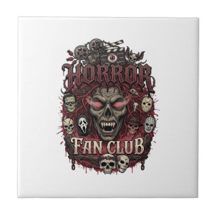 Horror Fan Club Halloween Demon Face Skulls Film R Tile
