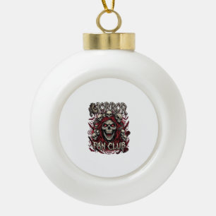 Horror Fan Club Halloween Screaming Skull Red Hood Ceramic Ball Christmas Ornament