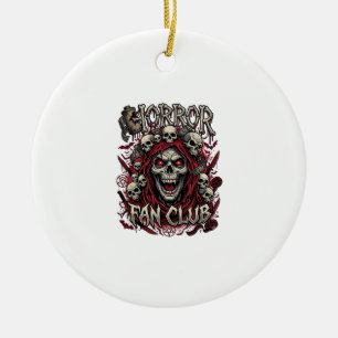 Horror Fan Club Halloween Screaming Skull Red Hood Ceramic Tree Decoration