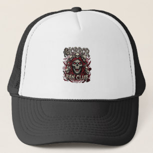 Horror Fan Club Halloween Screaming Skull Red Hood Trucker Hat