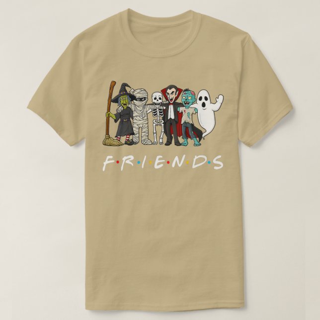 Horror Friends Skeleton Zombie Pumpkin Mummy Hallo T-Shirt (Design Front)