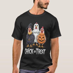 Horror Funny Chick Or Treat Chickens Ghost Witchy  T-Shirt