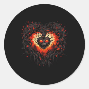 Horror Ghost Red Heart Skull Creepy Halloween For Classic Round Sticker
