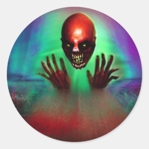 Horror Ghost  skull scary Classic Round Sticker