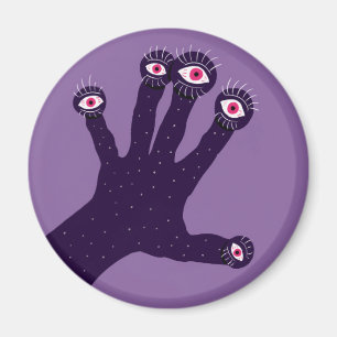 Horror Goth Purple Creepy Hand Weird Eyes Magnet