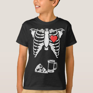 Horror Halloween Funny Skeleton Halloween Beer Piz T-Shirt