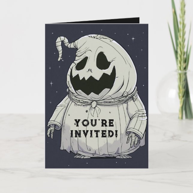 Horror Halloween Hollow Pumpkin Ghost Invitation (Front)