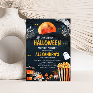 Horror Halloween Scary Movie Night Birthday Party Invitation