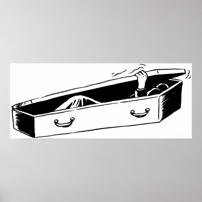 Horror Hand Emerging from Coffin Poster (Front)