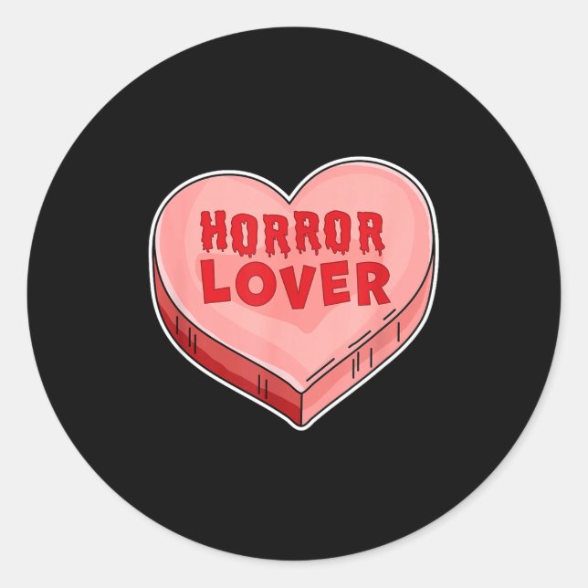 Horror Lover Candy Heart Valentines Day Halloween  Classic Round Sticker (Front)