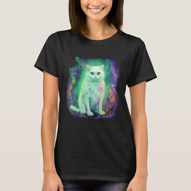 Horror Monster Ghost Cat Ghost Halloween T-Shirt (Front)