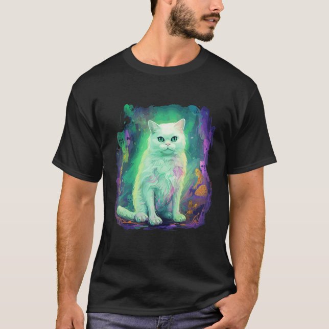 Horror Monster Ghost Cat Ghost Halloween T-Shirt (Front)