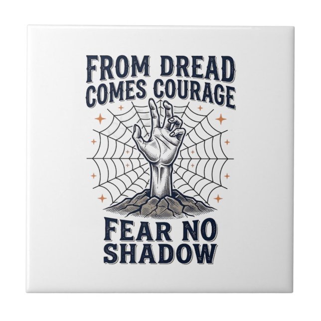 Horror Motivation Shirt With Undead Courage Quote Tile (Front)