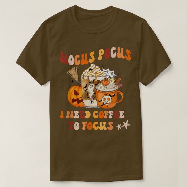 Horror Movie And Coffee Halloween Spooky Season Co T-Shirt (Design Front)