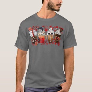 Horror Movie And Coffee Halloween Spooky Season Fa T-Shirt