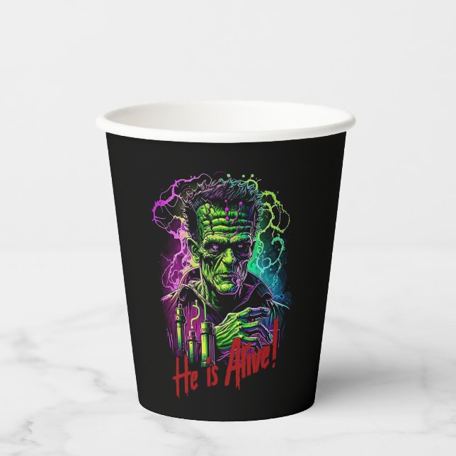 Horror Movie Frankenstein Monster, Halloween Paper Cups (Front)