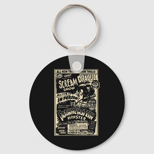 Horror Movie Monster Mummy Dracula Werewolf Franke Key Ring (Front)