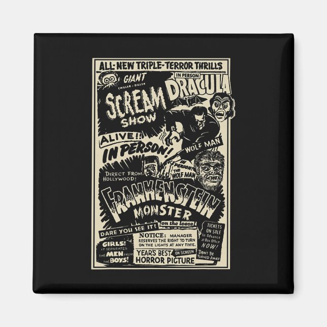 Horror Movie Monster Mummy Dracula Werewolf Franke Magnet (Front)