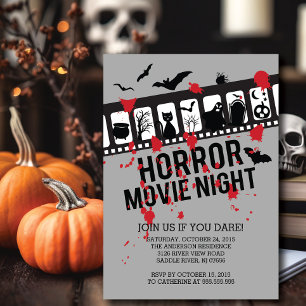 Horror Movie Night Filmstrip Halloween Party Invitation