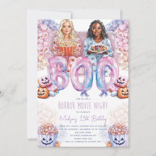 Horror Movie Night Halloween Slumber Birthday Invitation