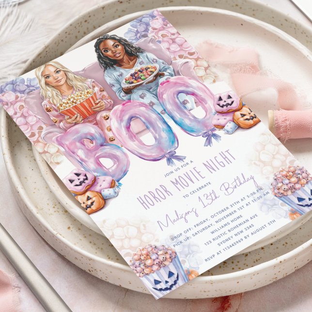 Horror Movie Night Halloween Slumber Birthday Invitation (Creator Uploaded)