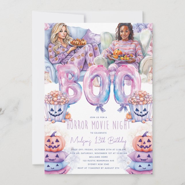 Horror Movie Night Halloween Slumber Party Invitation (Front)