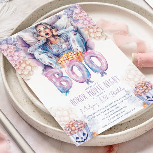 Horror Movie Night Sleepover Halloween Birthday Invitation