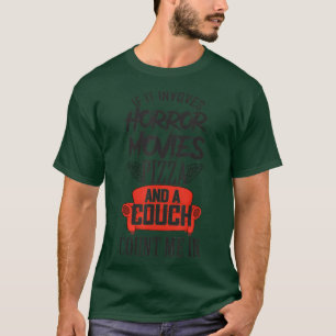 Horror Movie Pizza And A Couch Family Movie Night  T-Shirt