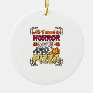 Horror Movie Pizza Halloween Pumpkin Skull Slice_1 Ceramic Tree Decoration