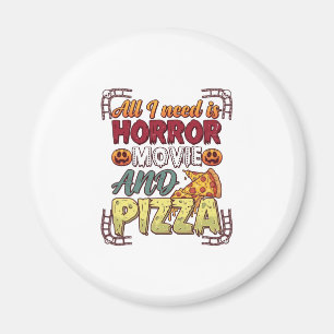 Horror Movie Pizza Halloween Pumpkin Skull Slice_1 Magnet