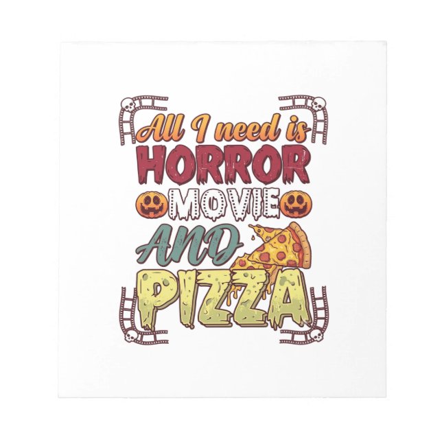 Horror Movie Pizza Halloween Pumpkin Skull Slice_1 Notepad (Front)