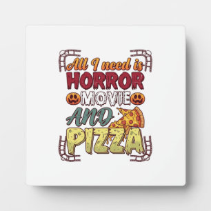 Horror Movie Pizza Halloween Pumpkin Skull Slice_1 Plaque
