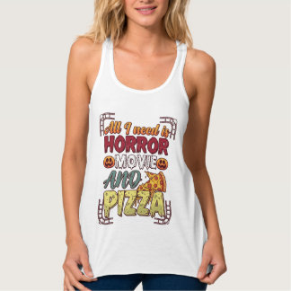 Horror Movie Pizza Halloween Pumpkin Skull Slice_1 Singlet