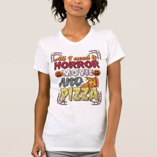 Horror Movie Pizza Halloween Pumpkin Skull Slice_1 T-Shirt