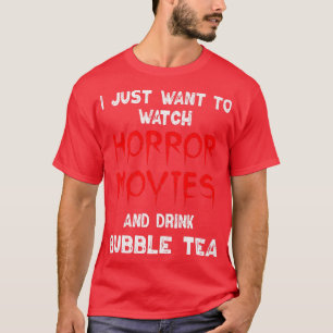 Horror Movie Shirt Bubble Tea Lover Watching Horro