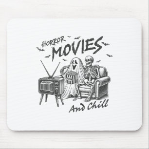 Horror Movies And Chill Halloween Themed Graphic F Mouse Pad