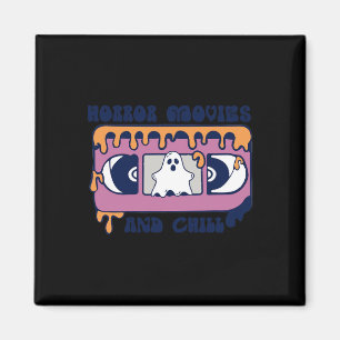 Horror Movies And Chill Retro Video Tape Halloween Magnet