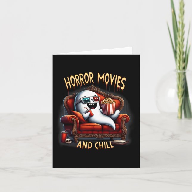 Horror Movies And Chill Spooky Halloween Ghost Mov Card (Front)