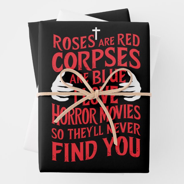 Horror Movies Lovers Halloween Scary Film  Wrapping Paper Sheet (In situ)