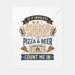Horror Movies Pizza Beer Funny Halloween_1 Fleece Blanket