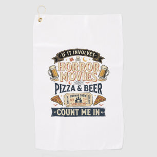 Horror Movies Pizza Beer Funny Halloween_1 Golf Towel