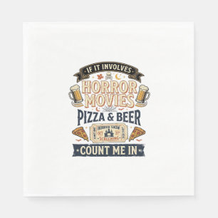 Horror Movies Pizza Beer Funny Halloween_1 Napkin