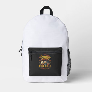 Horror Movies Pizza Beer Halloween Design_1 Printed Backpack